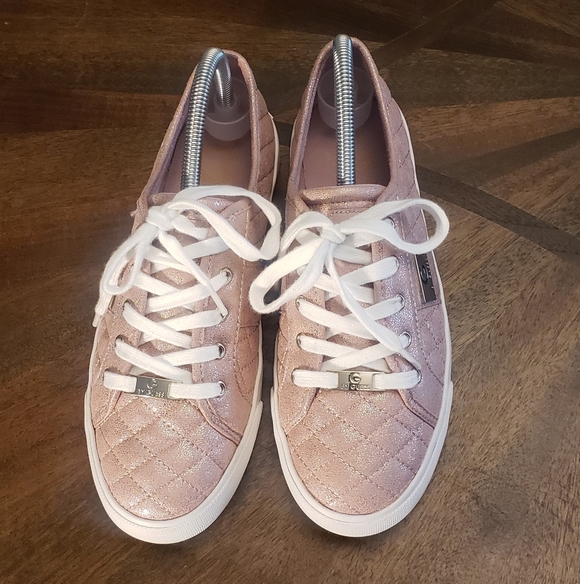 Guess Women's Quilted Pink Glitter Sneakers Size 8.5 - Picture 2 of 15